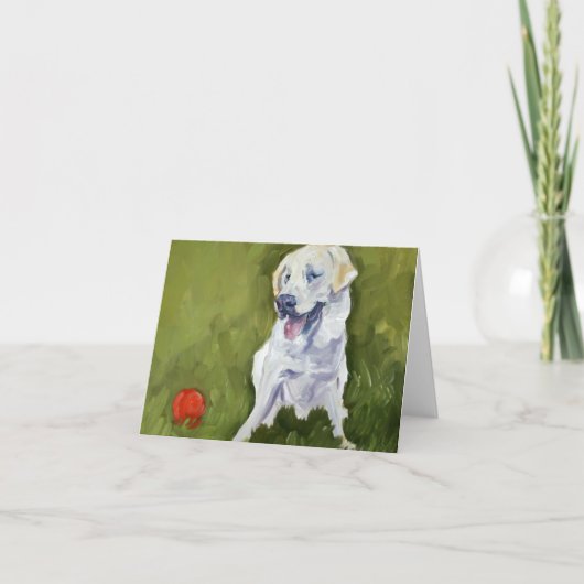 Gelber Labrador mit rotem Ball Karte (Vorderseite)