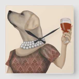 Gelber Labrador Quadratische Wanduhr