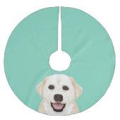 gelber Labrador-Retriever-Cartoon Polyester Weihnachtsbaumdecke (Vorderseite)