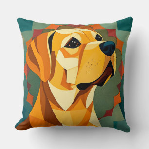 Gelber Labrador Retriever Hund Geometrische Kunst Kissen