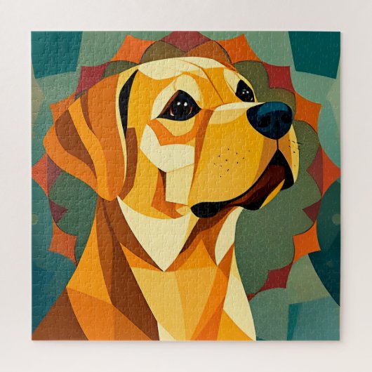 Gelber Labrador Retriever Hund Geometrische Kunst Puzzle (Vertikal)
