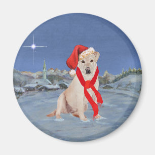 Gelber Labrador Retriever in einer winterlichen Na Magnet