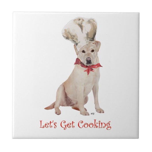 Gelber Labrador Retriever Kochen Fliese (Vorderseite)
