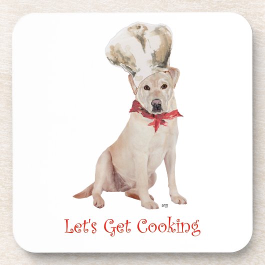 Gelber Labrador Retriever Kochen Getränkeuntersetzer (Vorderseite)