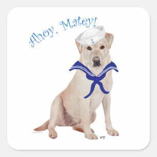 Gelber Labrador Retriever Matrose Quadratischer Aufkleber