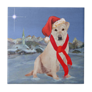 Gelber Labrador Retriever Weihnachten Fliese
