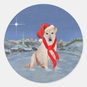 Gelber Labrador Retriever Weihnachten Runder Aufkleber