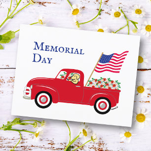 Gelber Labrador Roter LKW Memorial Day Postkarte