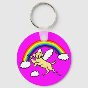 Gelber Labrador-Schutzengel (Regenbogen-Brücke) Schlüsselanhänger