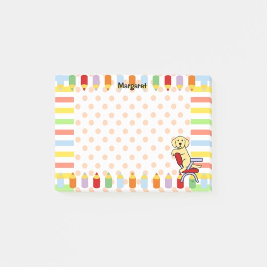 Gelber Labrador-Student 3 Post-it Klebezettel (Vorderseite)