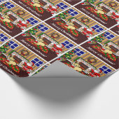 Gelber Labrador- und Sankt-WeihnachtsCartoon Geschenkpapier (Ecke)