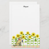 Gelber Labrador- und Sonnenblume-Sommer Briefpapier (Vorne/Hinten)
