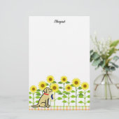 Gelber Labrador- und Sonnenblume-Sommer Briefpapier (Stehend Vorderseite)