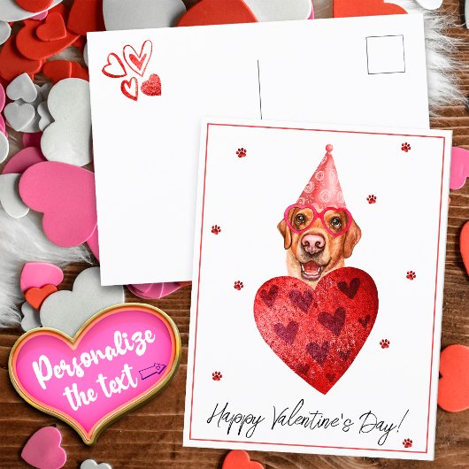 Gelber Labrador Valentinstag Postkarte