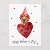 Gelber Labrador Valentinstag Postkarte (Vorderseite)