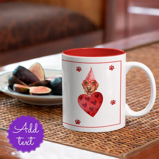 Gelber Labrador Valentinstag Zweifarbige Tasse