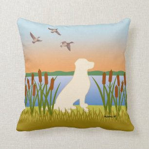 Gelber Labrador-Vogelschwanz Kissen