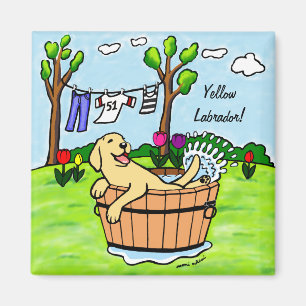 Gelber Labrador-Welpen-Pool-Cartoon Magnet