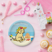 Gelber Labrador-Welpen-Strohhut-Geburtstag Pappteller (Party)