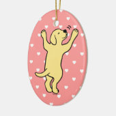 Gelber Labrador-Welpen-Umarmungs-Cartoon Keramikornament (Links)