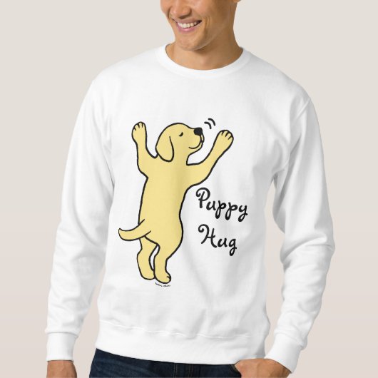 Gelber Labrador-Welpen-Umarmungs-Cartoon Sweatshirt (Vorderseite)