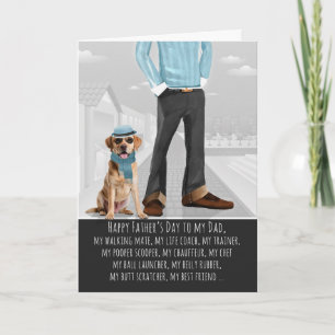 Gelber Labradorhund und Papa Lustiger Vatertag Feiertagskarte
