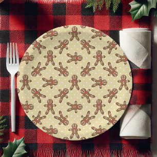 Gelber Lebkuchenmann mit Punkten Weihnachten Pappteller