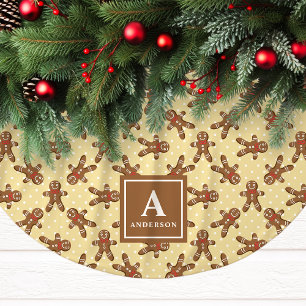 Gelber Lebkuchenmann-Monogramm-Weihnachten Polyester Weihnachtsbaumdecke