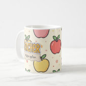 Gelber Lehrer Apfel Schule Muster  Kaffeetasse (Vorderseite Links)