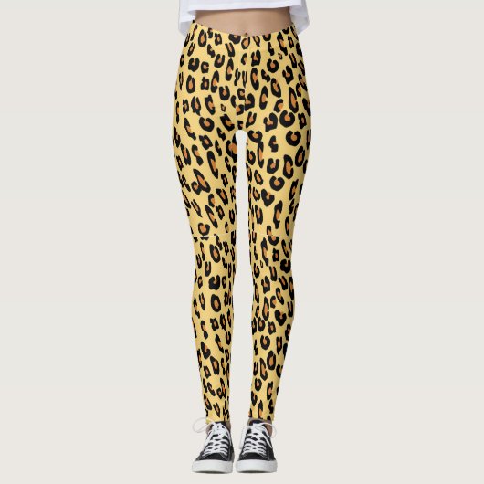 Gelber Leopard-Druck Leggings (Vorderseite)