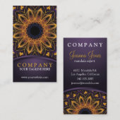 Gelber lila LotosMandala Visitenkarte (Vorne/Hinten)