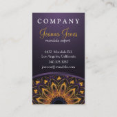 Gelber lila LotosMandala Visitenkarte (Rückseite)