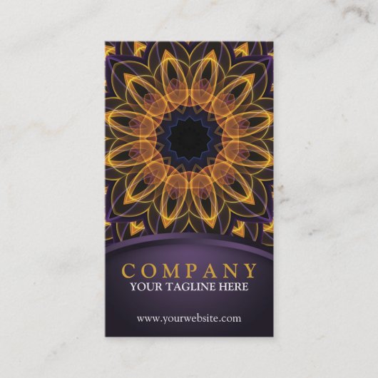 Gelber lila LotosMandala Visitenkarte (Vorderseite)