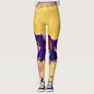 Gelber Lila Paint-Spritzer Leggings