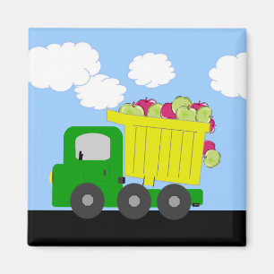Gelber LKW gefüllt mit Äpfeln Magnet