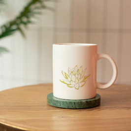 Gelber Lotus Aquarellblume minimalistisch Kaffeetasse