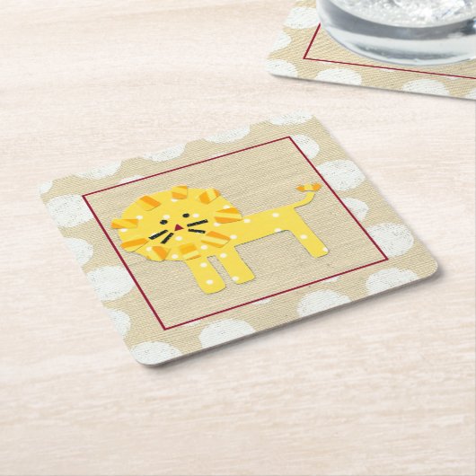 Gelber Löwe mit weißen Tupfen Rechteckiger Pappuntersetzer (angewinkelt)