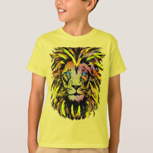 Gelber Löwenkopf - Löwengesicht Kinder T - Shirt