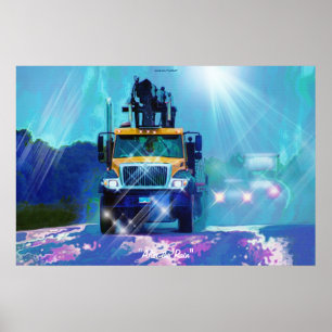 Gelber Lumbertruck in Regen Art Poster