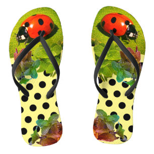 Gelber Marienkäfer-Spaß-Erwachsene-Flip-Flops Badesandalen