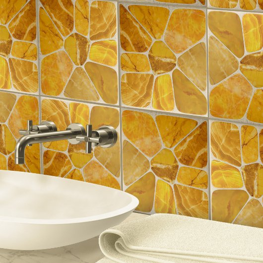 Gelber Marmor Mosaik Blume abstrakte Kunst Fliese