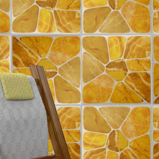 Gelber Marmor Mosaik Blume abstrakte Kunst Fliese