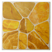 Gelber Marmor Mosaik Blume abstrakte Kunst Fliese (Vorderseite)