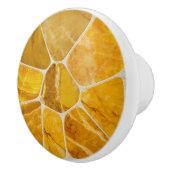 Gelber Marmor Mosaik Blume abstrakte Kunst Keramikknauf (Rechts)