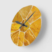 Gelber Marmor Mosaik Blume abstrakte Kunst Runde Wanduhr (Winkel)