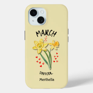 Gelber MÄRZ Geburtsmonat Blume Individuelle Name Case-Mate iPhone Hülle