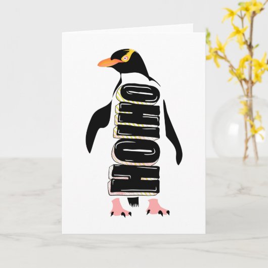 Gelber mit Augen Pinguin Karte (Gelbe Blume)