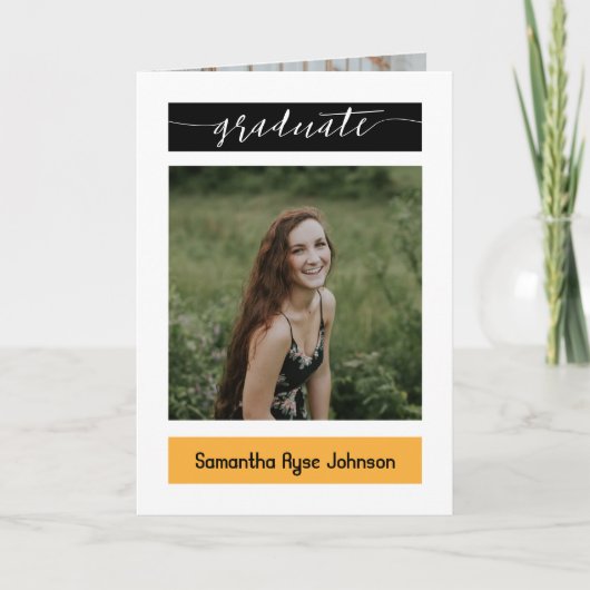 Gelber moderner Block 5-Foto-Abschluss Einladung (Vorderseite)