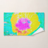 Gelber Mohn mit Hot-Pink-Mitte auf Türkis Badhandtuch Set (Handtuch)