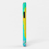 Gelber Mohn mit Hot-Pink-Mitte auf Türkis Case-Mate iPhone Hülle (Hinten/Rechts)